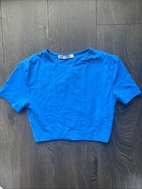 Zara Bright Blue Cropped Tee